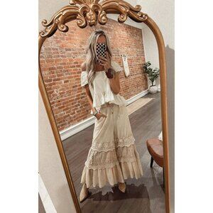 Jaded Gypsy Fine With Me Tank Ivory Cropped Ruffle Size L/XL Top Boho Hippie